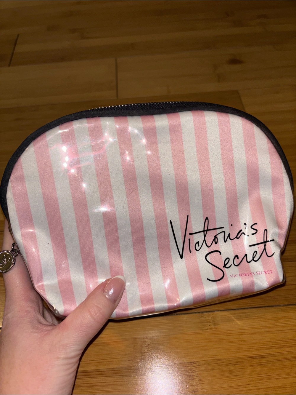 Victoria's Secret Pink & White Striped Cosmetic Pouch